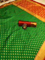 Thumbnail for DEIANA'S Beautiful Golden Jari with New Design Soft Lichi Silk Saree - Green - Distacart