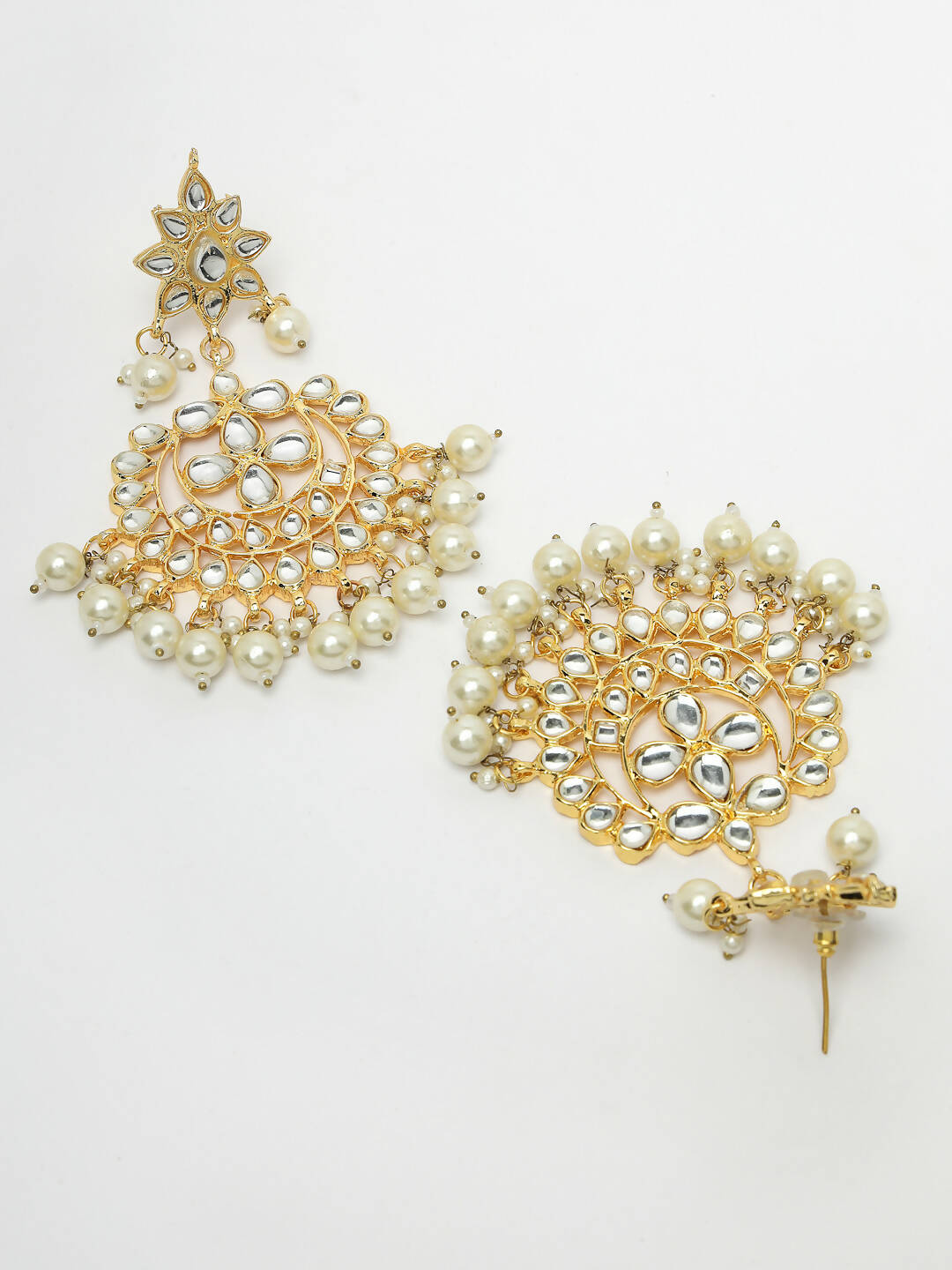 NVR Women's Gold Plated Kundan Chandbali Earrings - Distacart