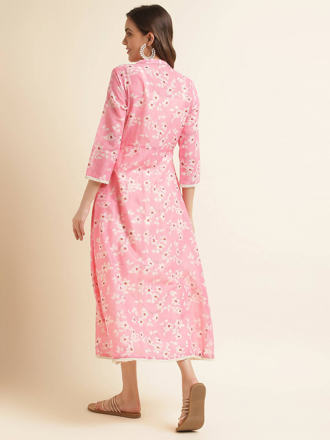 White Cotton Solid Flared Dress with Printed Shrug - Yukti - Distacart