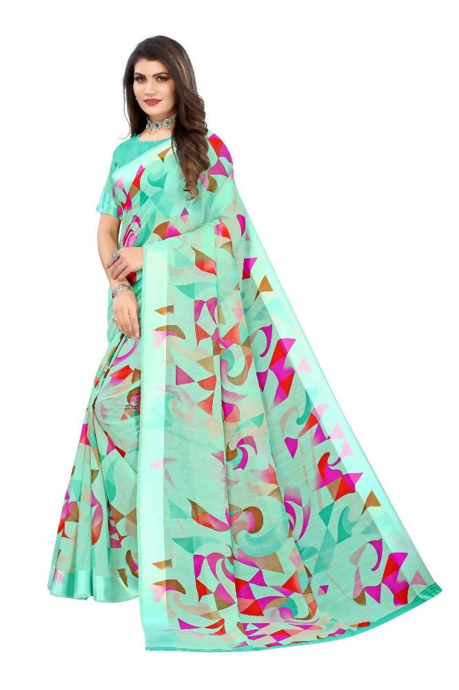 Vamika Green Linen Satin Border Saree