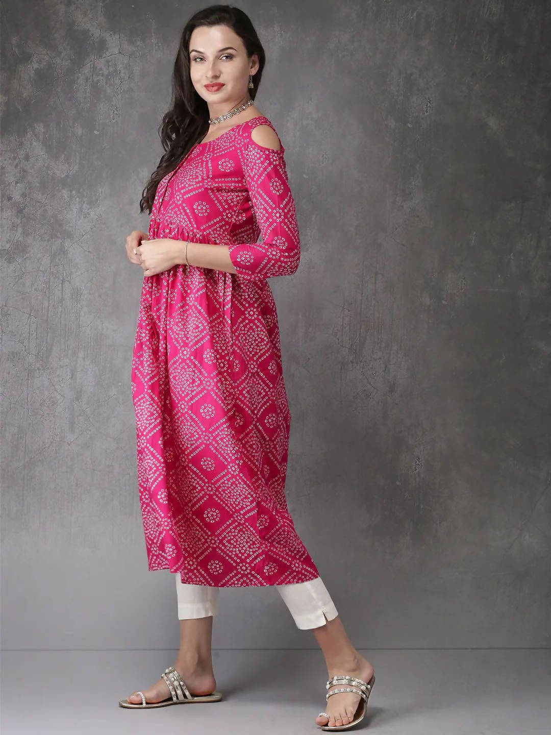 Vamika Pink Cotton Printed Party/Casual Wear Kurti - Distacart