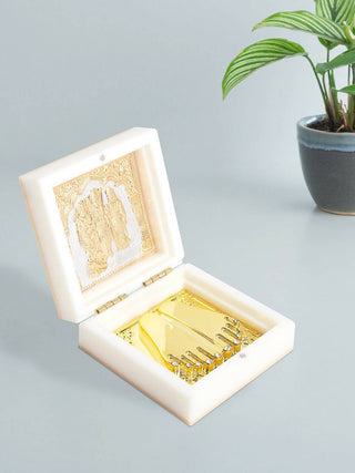 Golden Peacock White 24 CT Gold Polished Ram Darbar Prayer Box - Distacart