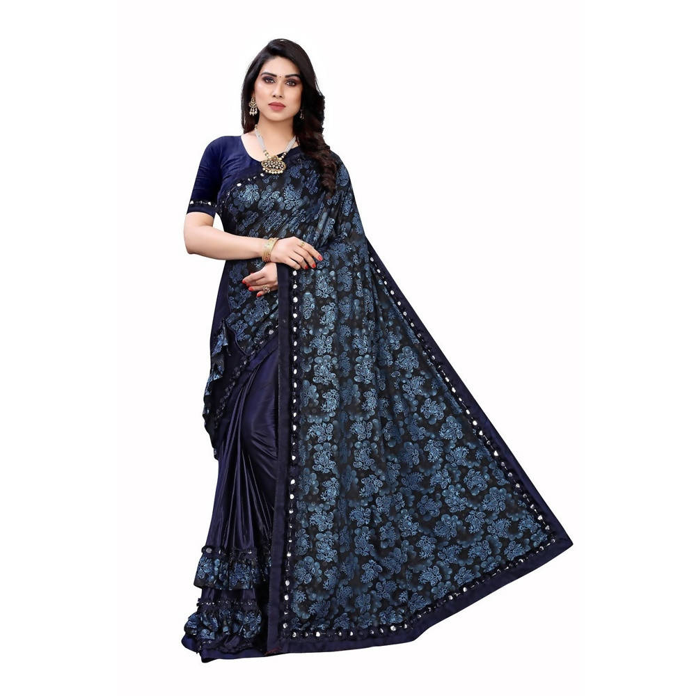 Vamika Blue Lycra Designer Saree (Niya Blue)