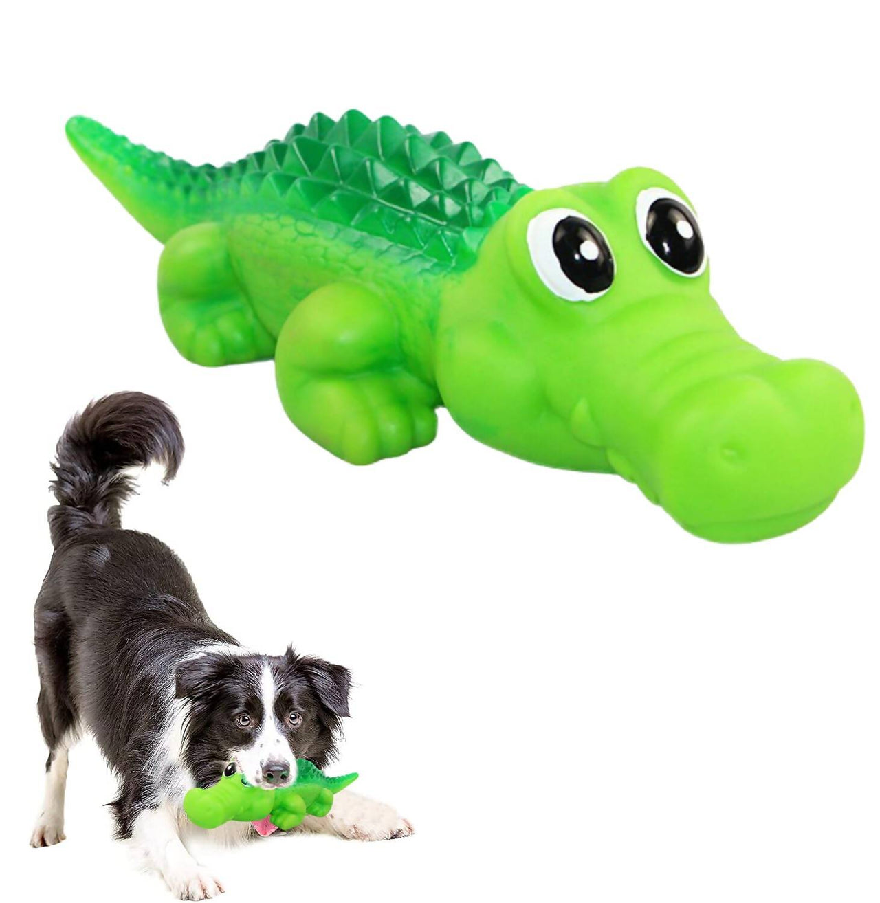 Sage Square Durable Interactive Dog Squeaky Crocodile Toy (Random Color) - Distacart