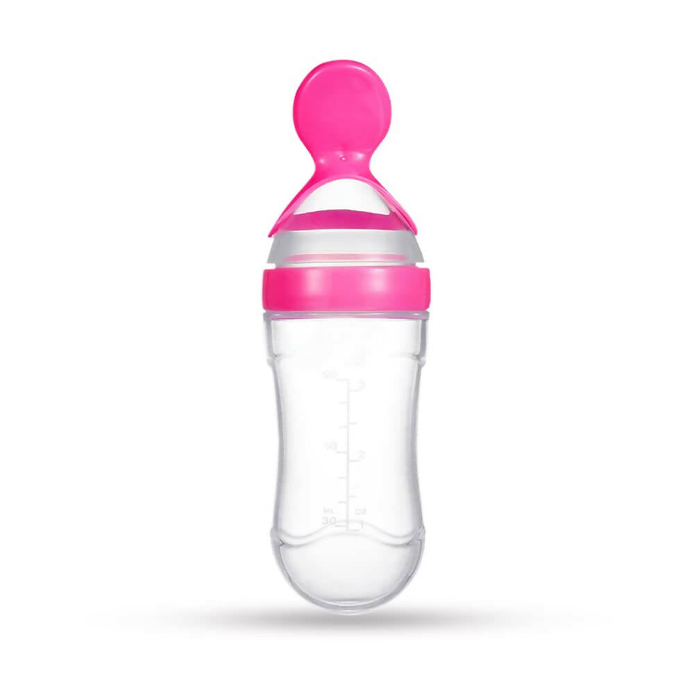 Goodmunchkins Silicone Spoon Food Feeder Silicone Bottle for Babies-Pink - Distacart