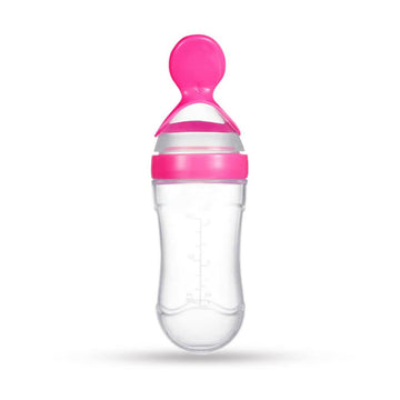 Goodmunchkins Silicone Spoon Food Feeder Silicone Bottle for Babies-Pink - Distacart