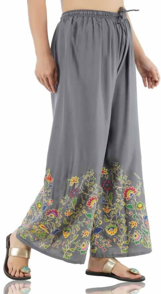Mominos Fashion Grey Floral Design Palazzo