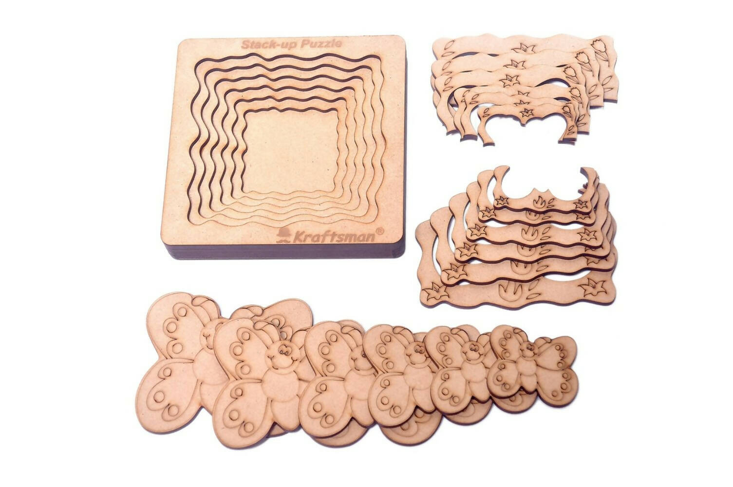 Kraftsman Stack up Puzzles/ Layered Puzzle Butterfly Shape for Kids | Color Kit Included | 18 Pieces Puzzle - Distacart