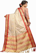 Thumbnail for DEIANA'S Beautiful Golden Jari with New Design Soft Lichi Silk Saree - Cream - Distacart