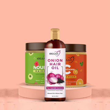 Oraah Beauty Care Combo (Onion Hair oil + Hair Mask + Vitamin C Face Mask) - Distacart