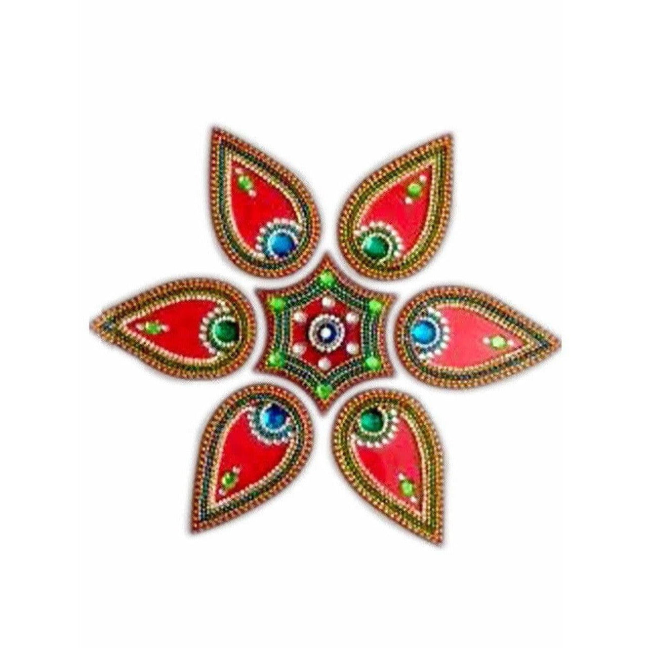 Flower Shaped 6 piece Rangoli Floor Design for pooja decoration and Wall Decoration - Distacart