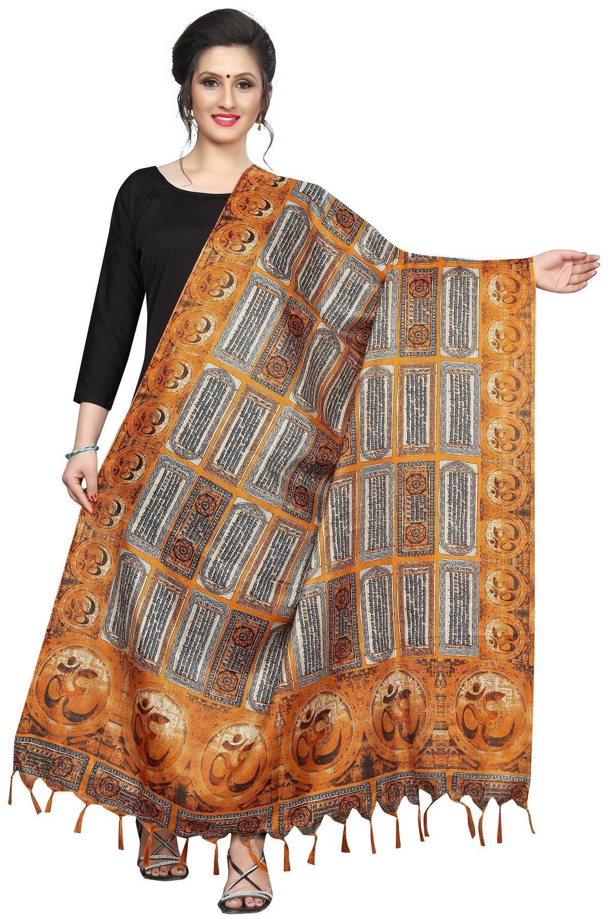 Vamika Mustard Printed Khadi Bhagalpuri Dupatta