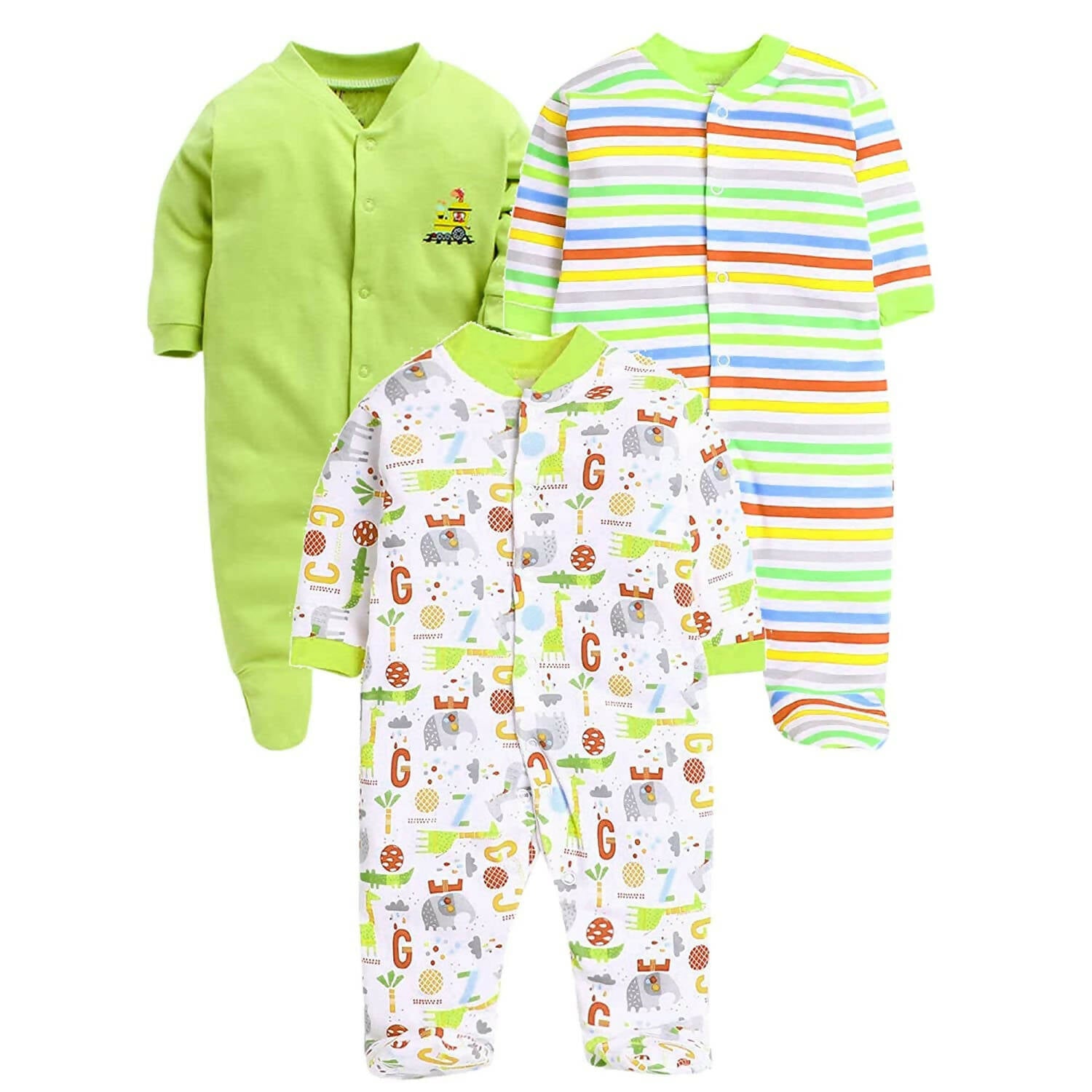 Daddy - G Rompers/Sleepsuits/Jumpsuit /Night Suits for New Born Babies - Green - Distacart