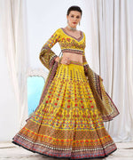 Thumbnail for Wedding Designer Yellow Chinon Lehengha Choli - Anbazaar - Distacart