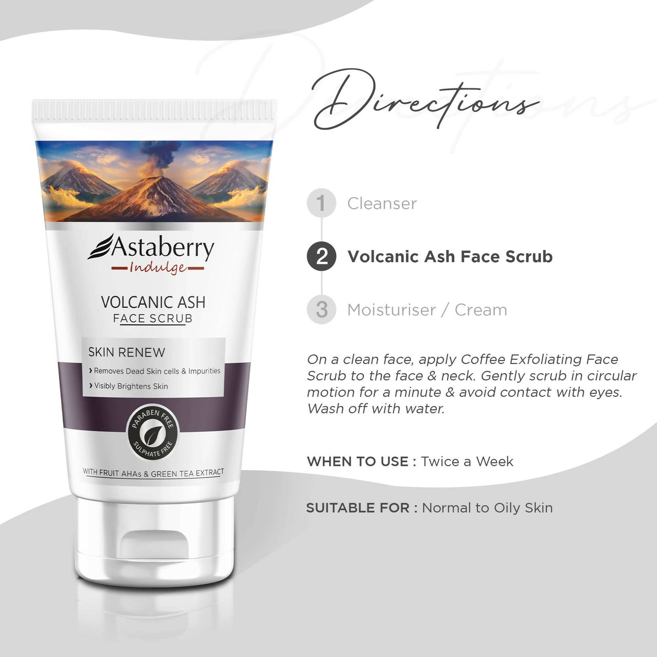 Astaberry Indulge Volcanic Ash Face Scrub - Distacart