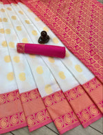 Thumbnail for DEIANA'S Beautiful Golden Jari with New Design Soft Lichi Silk Saree - White - Distacart