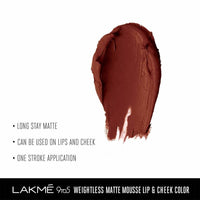 Thumbnail for Lakme 9 To 5 Weightless Matte Mouse Lip & Cheek Color - Chocolate Mousse - Distacart