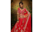 Thumbnail for House of Panchhi Red Pure Silk Moti & Zarkan heavy embroidery Lehenga choli & Dupatta - Distacart