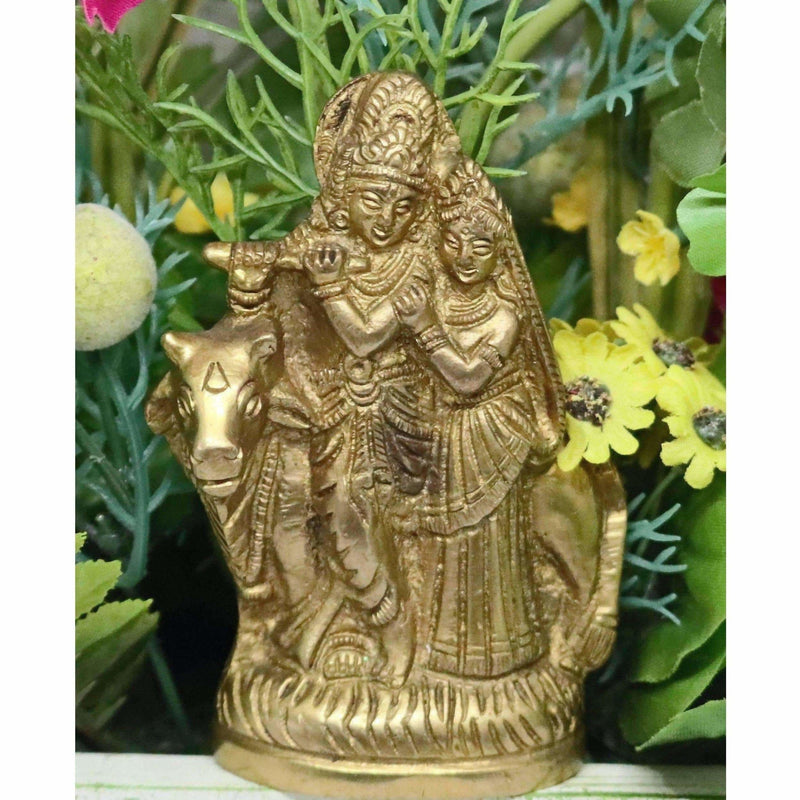 Chahat Premium Living Brass Small Radha Krishna