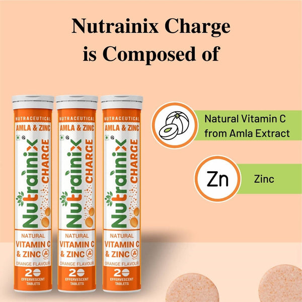 Nutrainix Charge Natural Vitamin C & Zinc Tablets