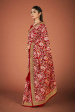 Thumbnail for Vamsee Maroon Organza Saree - Distacart
