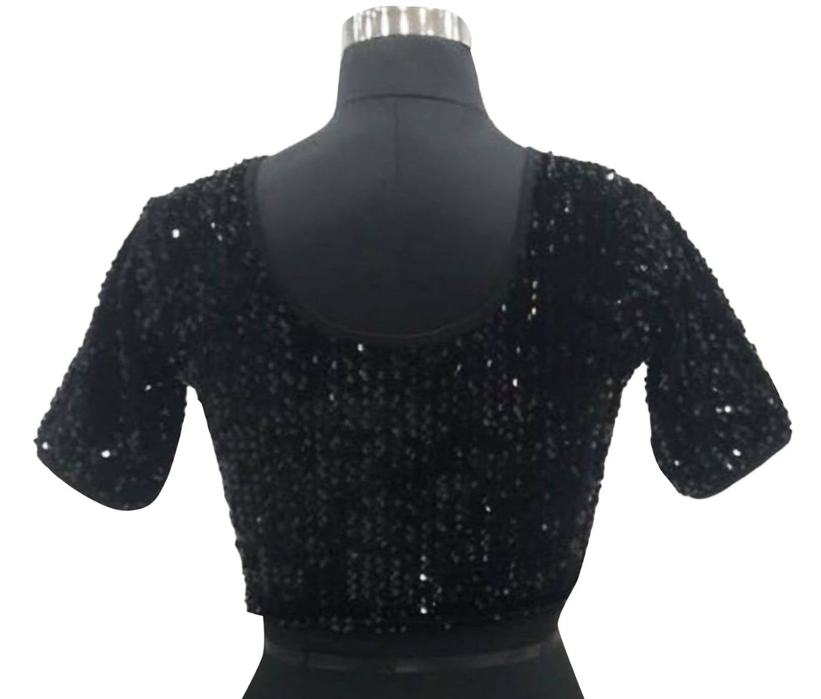 Vamika Black Velvet Sequence Blouse - Distacart