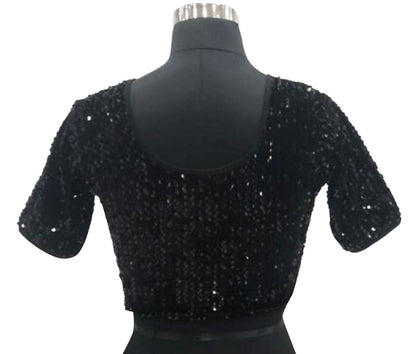 Vamika Black Velvet Sequence Blouse - Distacart