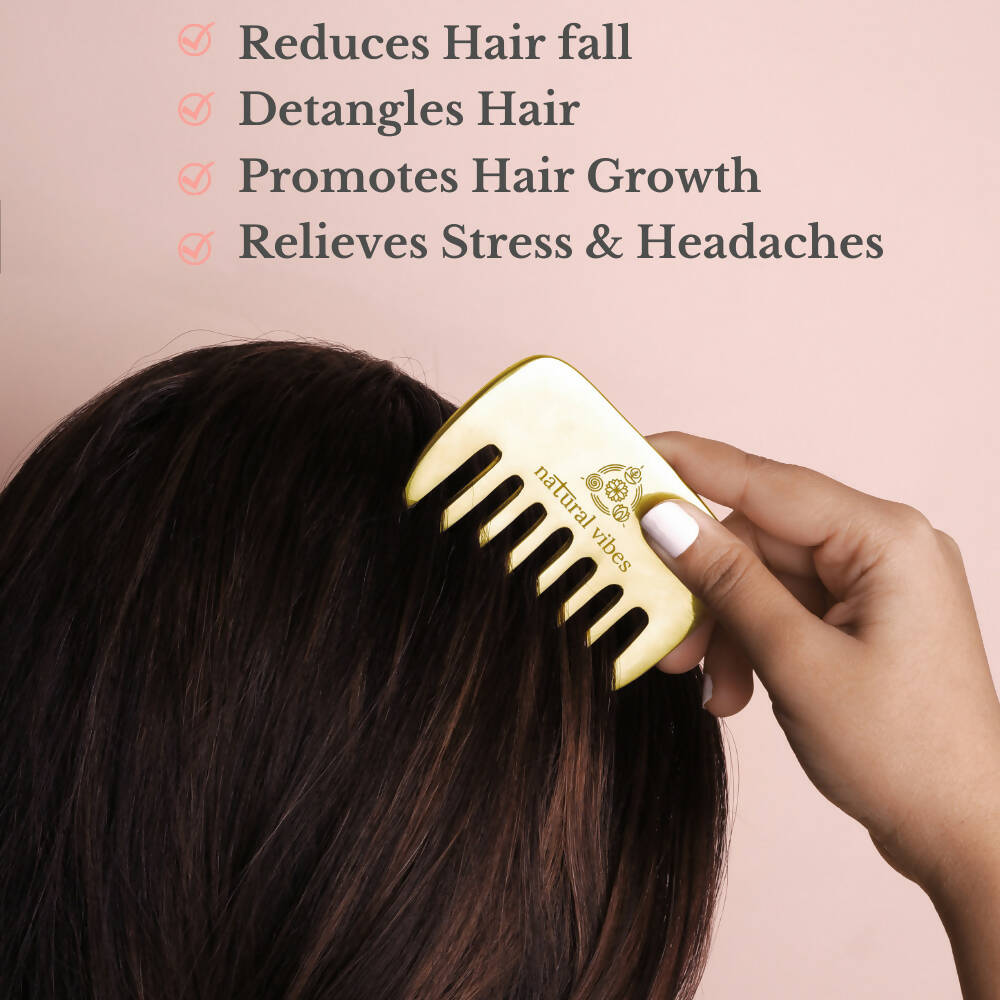 Natural Vibes Kansa Hair Comb for Hair Fall, Growth, Circulation & Stress Relief - Distacart