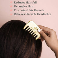 Thumbnail for Natural Vibes Kansa Hair Comb for Hair Fall, Growth, Circulation & Stress Relief - Distacart