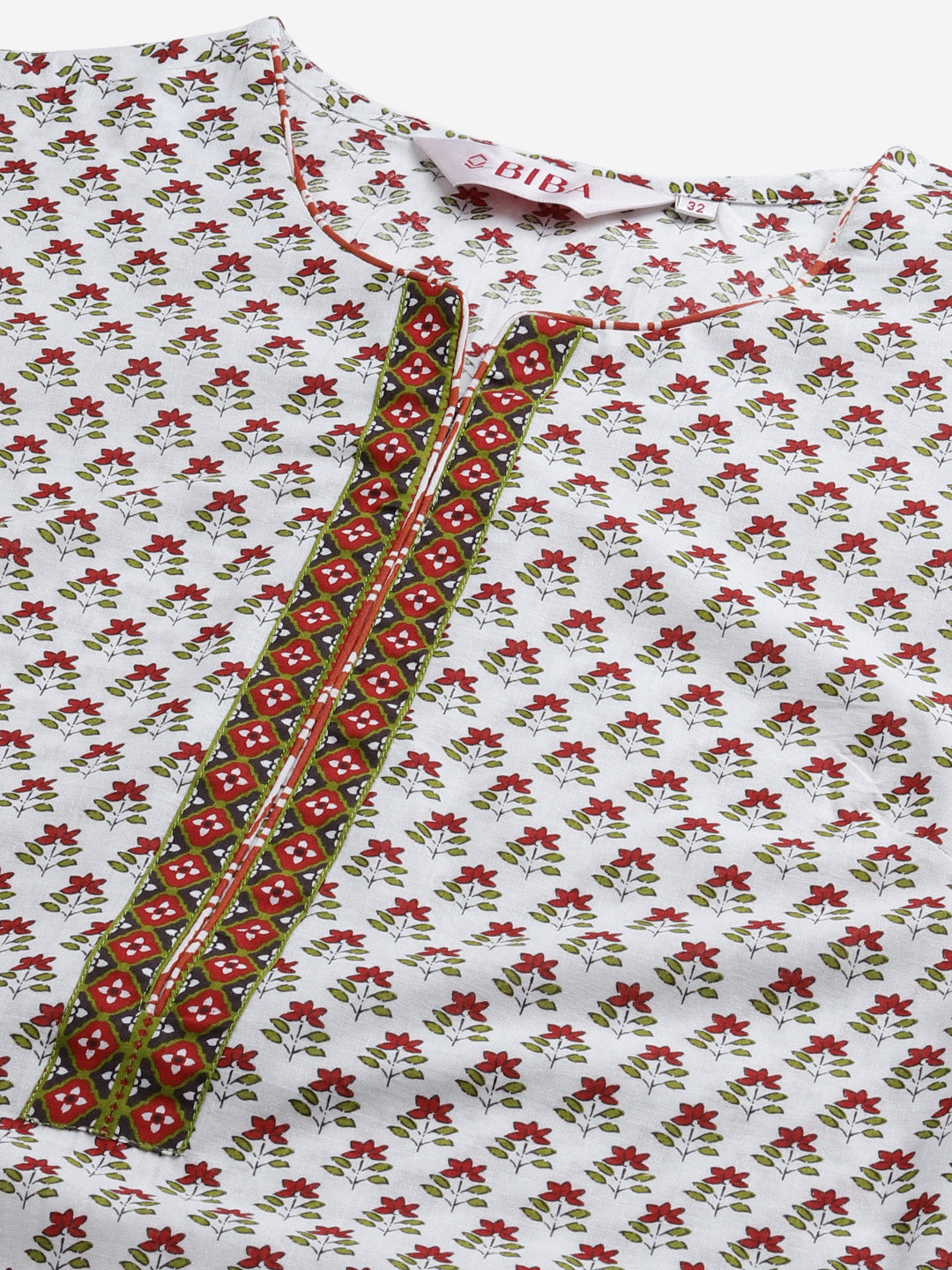 Biba Women White & Maroon Printed Kurta with Palazzos - Distacart