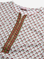Thumbnail for Biba Women White & Maroon Printed Kurta with Palazzos - Distacart