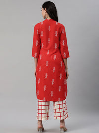 Thumbnail for Biba Women Orange & Off-White Printed Kurta with Palazzos - Distacart