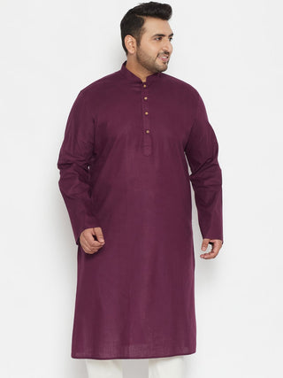 Vastramay Men Plus Size Purple Solid Cotton Kurta - Distacart