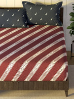 Thumbnail for Nautica Noridge Red & White Printed Cotton 160 TC King Bedsheet with 2 Pillow Covers - Distacart