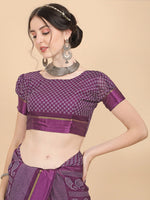 Thumbnail for Kalini Purple & White Floral Kota Saree - Distacart