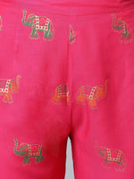 Thumbnail for Khushal K Women Navy Blue & Red Yoke Design Viscose Rayon Kurta with Palazzos - Distacart