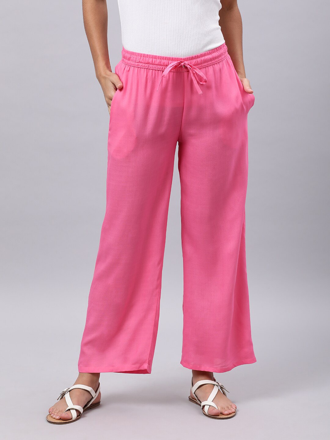 Souchii Pink Liva Palazzos - Distacart