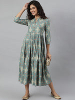 Thumbnail for Kalini Women Turquoise Blue & Beige Ethnic Motifs Printed Anarkali Kurta - Distacart