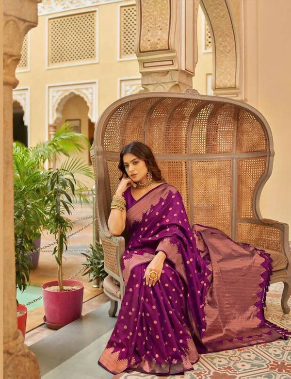 DEIANA'S Beautiful Golden Jari with New Design Soft Lichi Silk Saree - Pink - Distacart