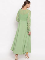 Thumbnail for Janasya Green Printed Anarkali Kurta - Distacart