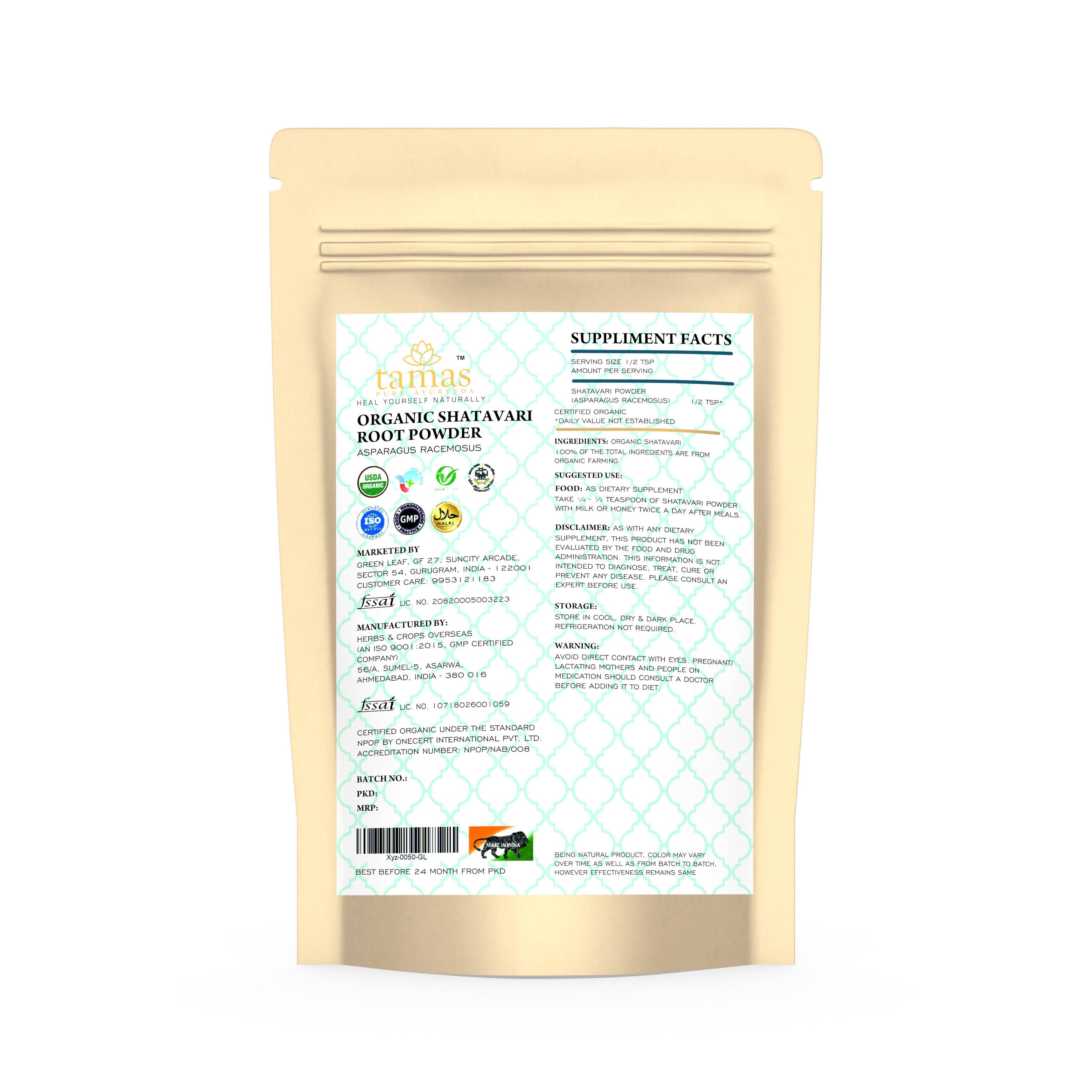 Tamas Pure Ayurveda Superfood Organic Shatavari Powder - Distacart
