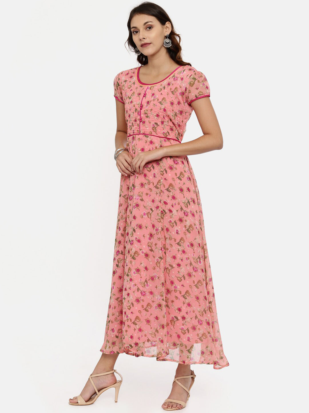 Souchii Women Pink Printed Fit And Flare Beautiful Dress - Distacart