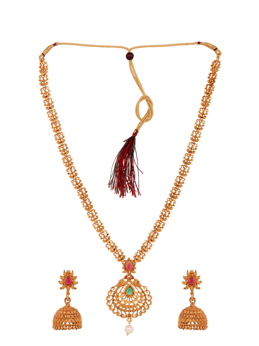 Saraf RS Jewellery Gold Plated South Indian Imitation Bridal Temple Jewellery Set - Distacart