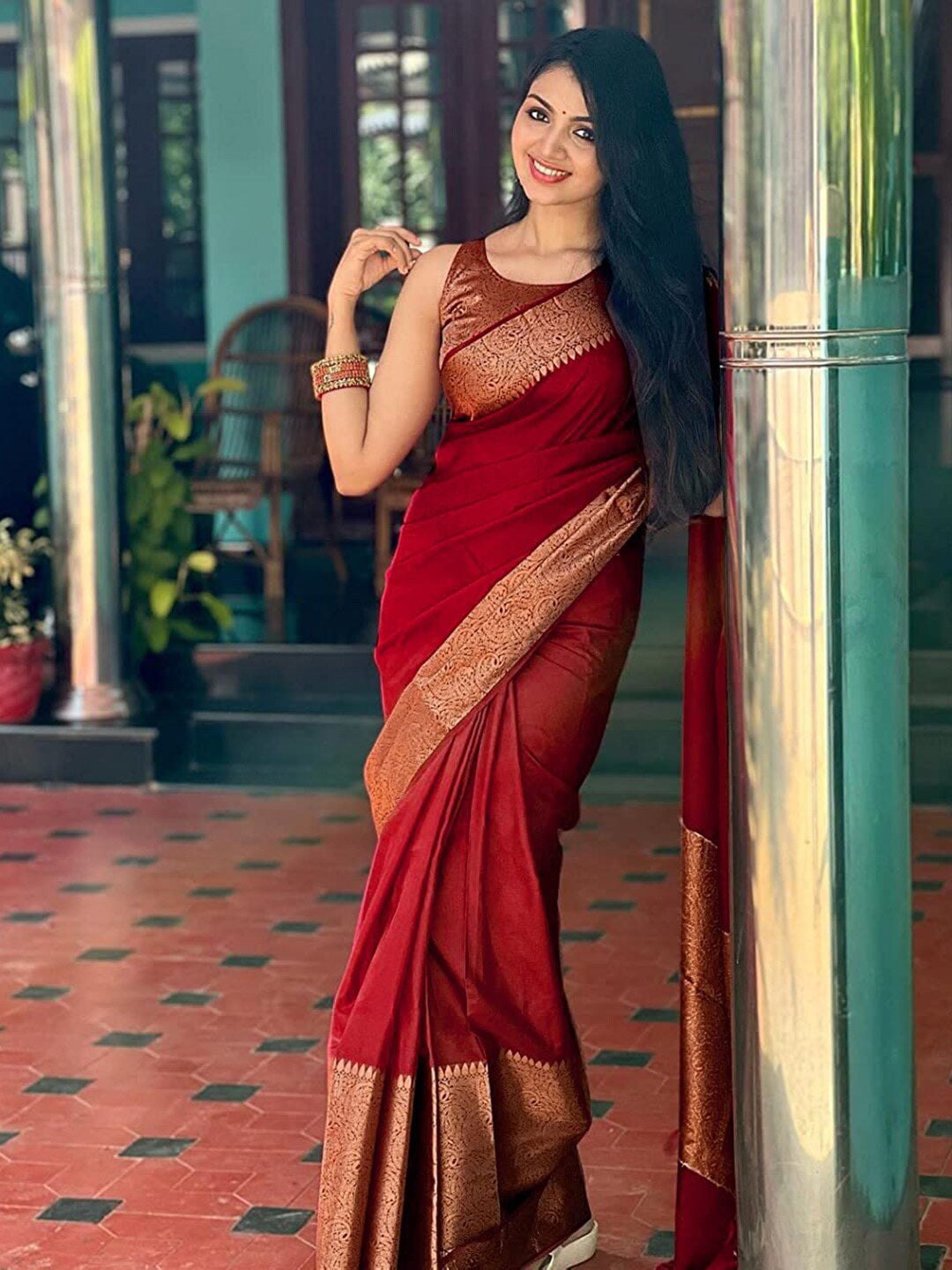 Kalini Ethnic Motif Woven Design Zari Banarasi Saree - Distacart