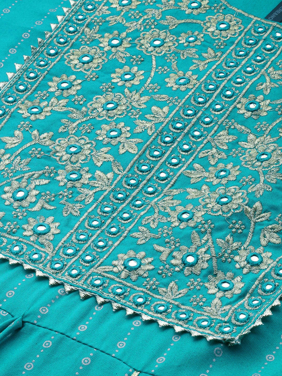 HERE&NOW Floral Yoke Design Regular Beads and Stones Pure Cotton Kurta with Sharara - Distacart
