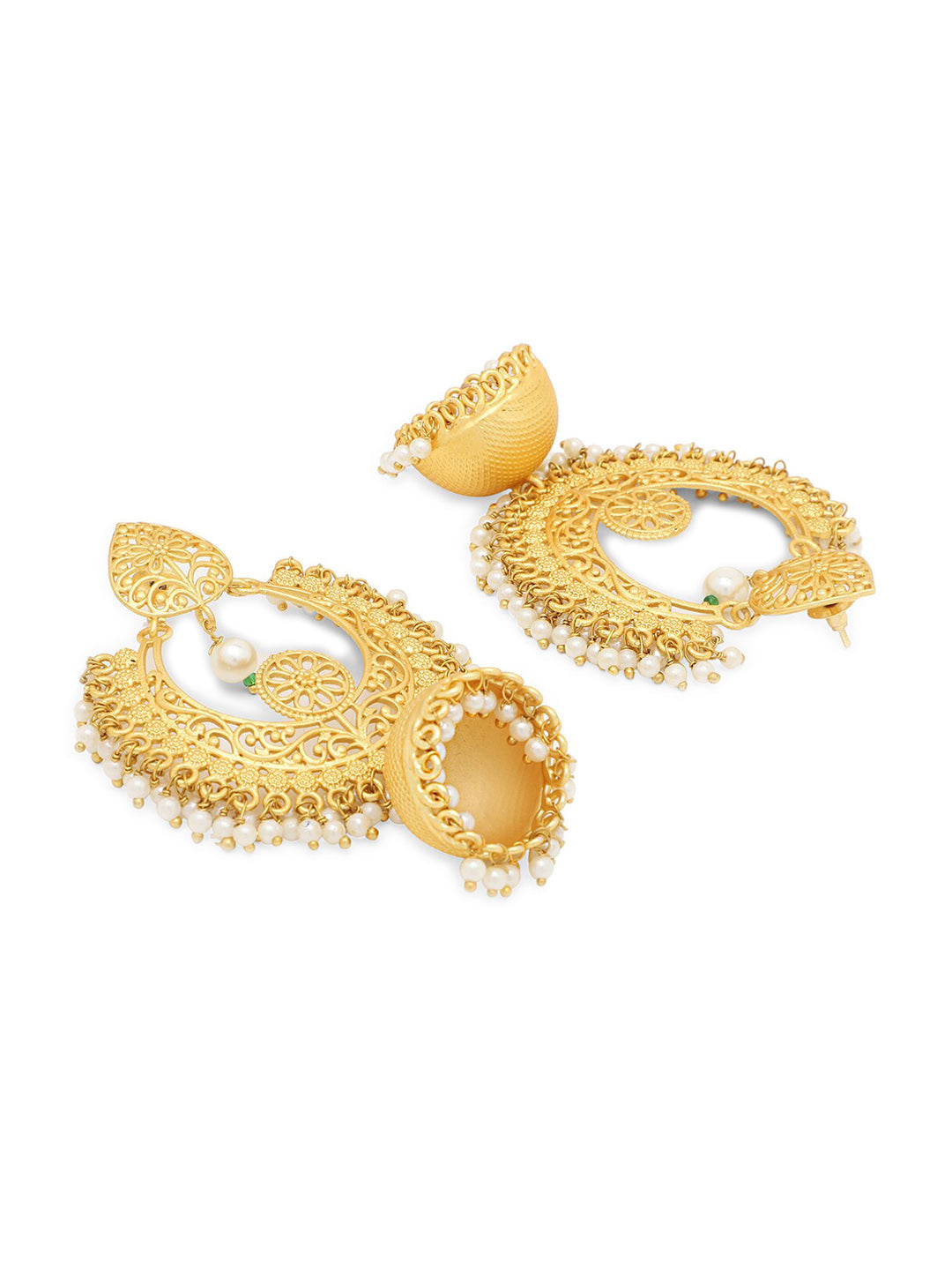 Yellow Chimes Women Gold-Toned Contemporary Chandbali Jumka Earrings - Distacart