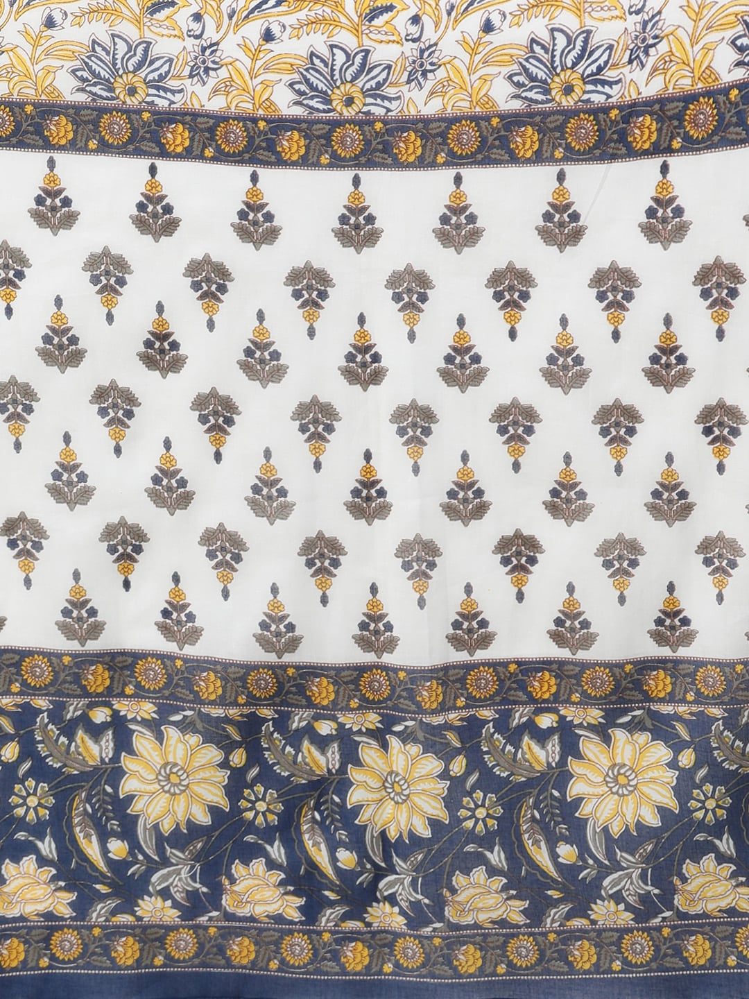 Libas Navy Blue Pure Cotton Floral Print Kurta with Palazzos & Dupatta - Distacart
