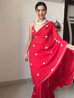 Thumbnail for Kalini Abstract Printed Pure Georgette Mysore Silk Saree - Distacart