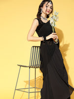 Thumbnail for Saree Mall Black Solid Saree - Distacart