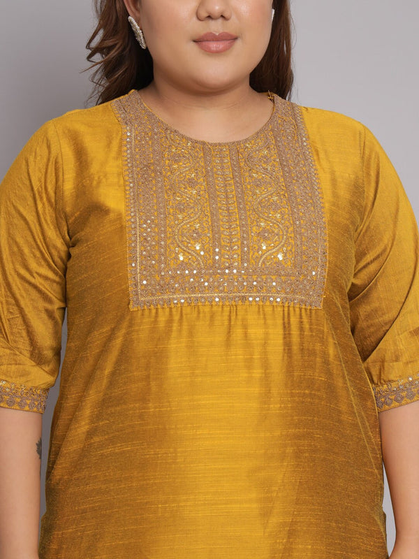 Kalini Women Plus Size Embroidered Regular Kurta with Trousers & With Dupatta - Distacart